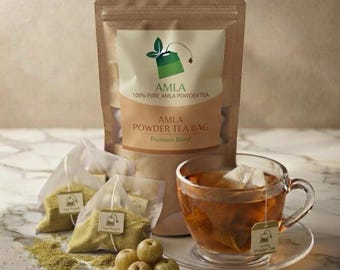 Amla Powder Tea Bags, Indian Gooseberry Fruit Tea, Phyllanthus Emblica Botanical Variety