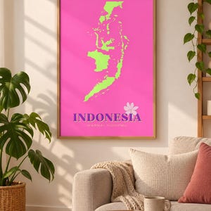 Indonesië Muurdecoratie A3 | Minimalistische Kaart van Indonesië Poster | Indonesische Woondecoratie | Reiscadeau | Neutrale Boho Muurdecoratie | Printbare Poster