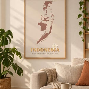 Indonesia Wall Art Print A3 | Minimalist Indonesia Map Poster | Indonesian Home Decor | Travel Gift | Neutral Boho Wall Art | Printable Post