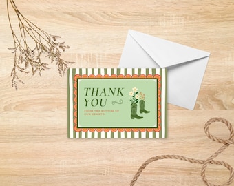 Thank You Cards, Cowboy, Cowgirl, Wildflower Theme