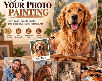 Custom Oil Painting From Photo | Personalized Family Portrait, Pet, Wedding (Hand-Painted Canvas)