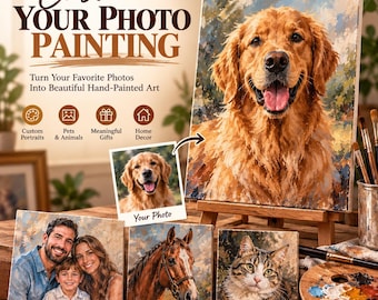 Custom Oil Painting From Photo | Personalized Family Portrait, Pet, Wedding (Hand-Painted Canvas)