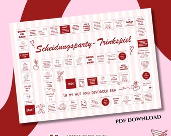 Divorce party party game to print yourself | Drinking game for divorce, celebrating a fresh start at a divorce party