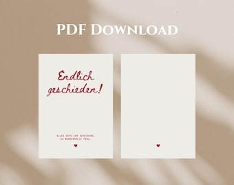 Finally Divorced | Printable Card for Home | Divorce Gift for Girlfriend