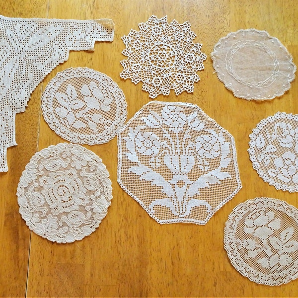 Eight Vintage Mini Doilies