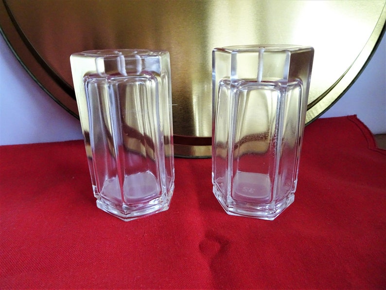 Modern Geometric Glass Salt /& Pepper Shakers