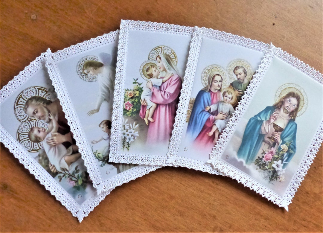 Five Vintage Paper Lace Holy Cards Printed in Italy Mint Etsy