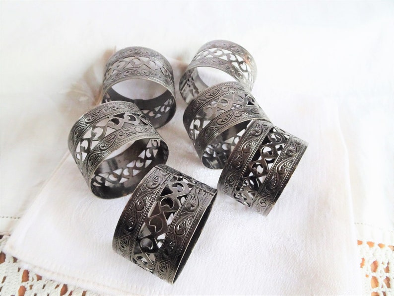 Six Decorative Filigree Napkin Holders