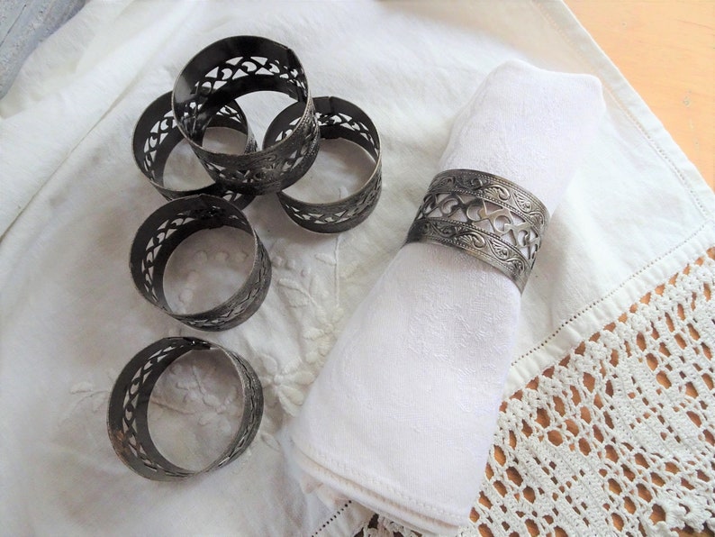 Six Decorative Filigree Napkin Holders