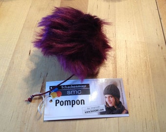 Burgundy faux fur pompom