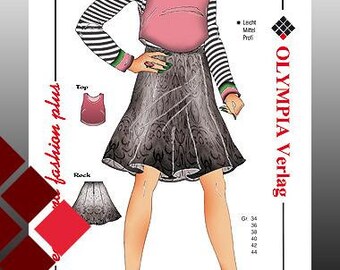 Pattern for a two-piece - top and skirt size. 34-44
