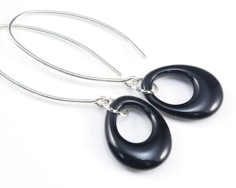 black onyx earrings - onyx drop earrings - black onyx dangle earrings - silver and black earrings - black onyx silver earrings