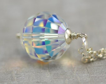 cristal swarovski, colgante de cristal swarovski, collar de cristal swarovski, joyas de cristal swarovski, bola de cristal transparente, captador solar de cristal