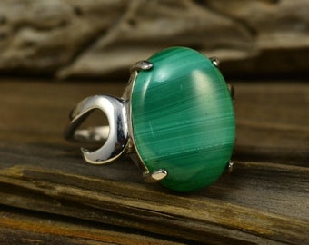anel de malaquita verde, anel de cobre, joias de malaquita, malaquita genuína, anel de pedras preciosas, anel de pedra de nascimento, anel verde, joias verdes - tamanho 7