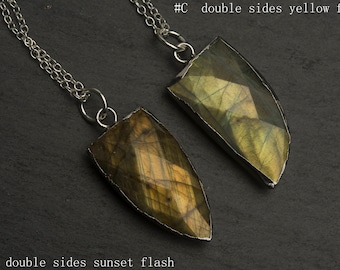 flash labradorite pendant necklace, geometric necklace jewelry, natural gemstone statement jewelry, jewelry gift for her, gift for him