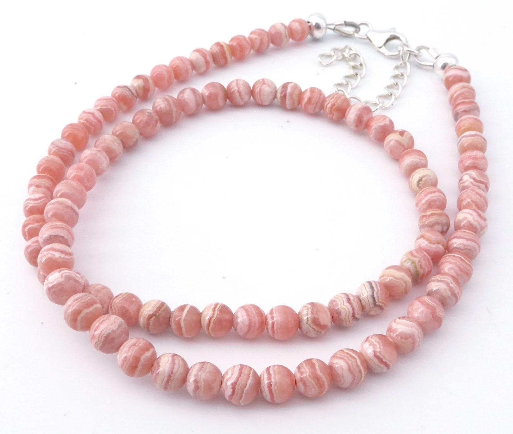 natural pink rhodochrosite 5mm beads necklace, pink necklace, small beads jewelry, rose romantic stone jewelry, womens jewelry, gift for her
