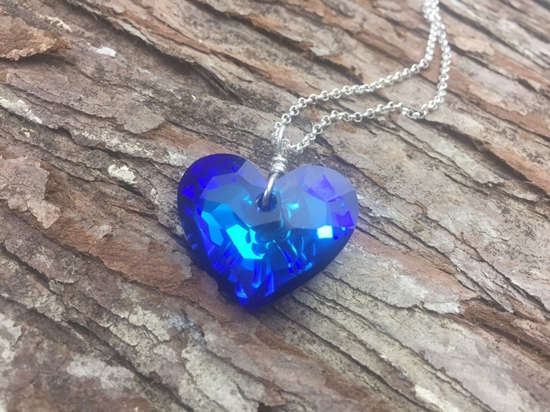 Avalaya Ciondolo A Cuore 3D In Cristallo Viola Con Catena Serpente | Lunghezza 40+4 Cm, Placcato Argento | Gioiello Elegante Per Donna