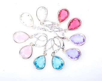 orecchini a goccia di cristallo a forma di pera, orecchini minimalisti, orecchini con zirconi cubici, orecchini da damigella d'onore, orecchini vistosi, regalo per lei
