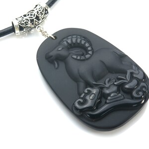 black obsidian pendant - black obsidian  jewelry -  black obsidian pendant -Twelve Chinese Zodiac jewelry - black pendant necklace -