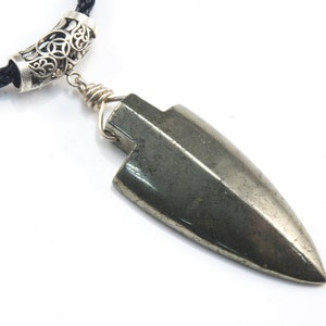 pyrite arrow necklace - golden pyrite pendant - sterling silver gemstone jewelry - nylon rope pendant necklace - beaded jewelry