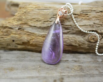 amethyst pendant, natural pendant, teardrop pendant, purple pendant, amethyst necklace, teardrop, chain necklace, gemstone pendant, teardrop