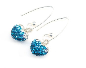 rhinestone earrings - rhinestone dangle earrings - blue rhinestone earrings - rhinestone wedding jewelry - rhinestone fashion jewelry