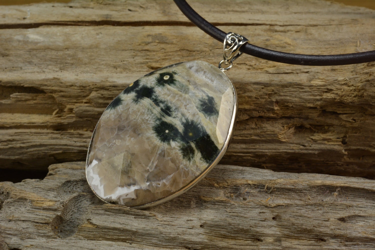 Jasper pendant ocean agate jewelry natural gemstone bezel | Etsy