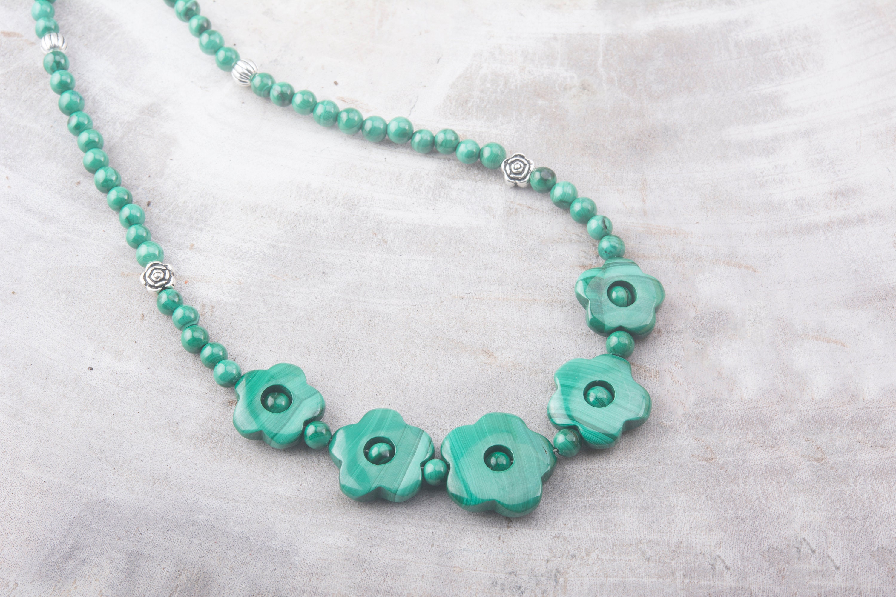 Genuine Malachite Necklace, Green Gemstone Necklace, Green Jewelry