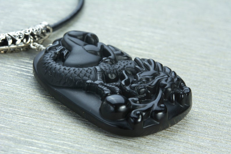 black pendant necklace horse pendant necklace black obsidian jewelry pendant dragon pendant jewelry chunky statement jewelry image 3