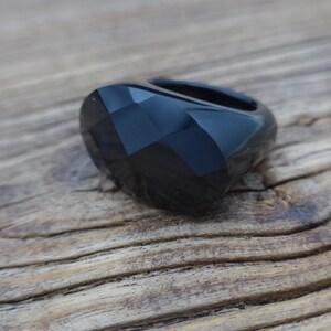 black onyx ring, faceted cut black gemstone ring, statement mens womens ring, natural gemstone rings, good quality stone ring, jewelry ring image 9