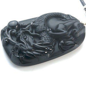black pendant necklace horse pendant necklace black obsidian jewelry pendant dragon pendant jewelry chunky statement jewelry image 2