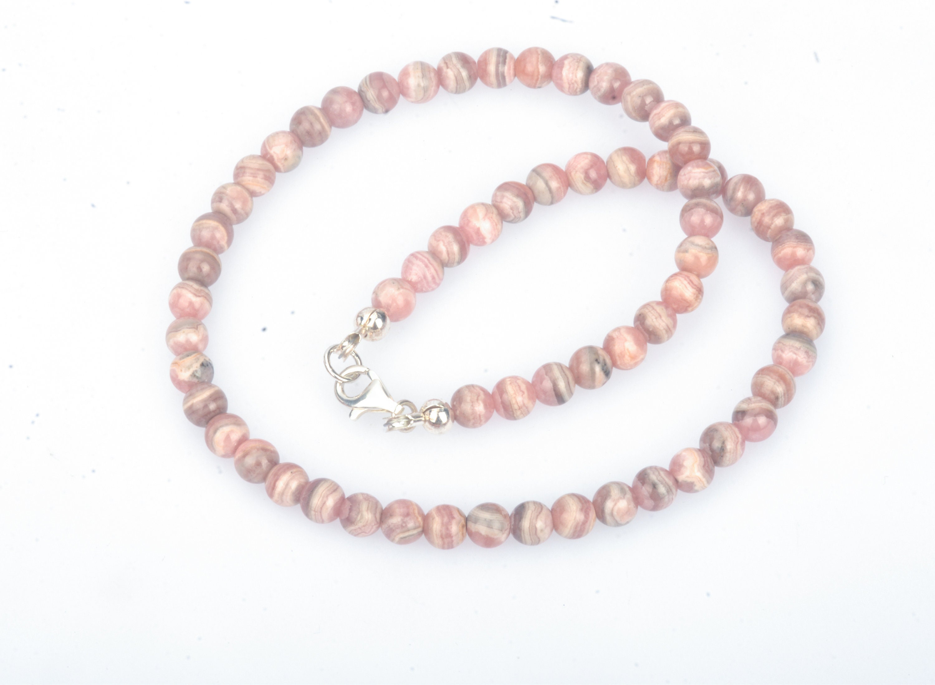 Perline di rodocrosite rotonde da 6 mm, collana di