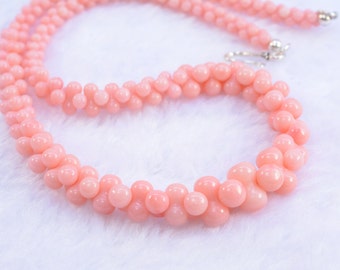 coral necklace,pink coral,red necklace,graduated bone bead necklace,bridal jewelry,wedding necklace