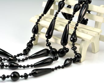onyx necklace,black necklace,long necklace,stone necklace,beaded necklace,rope knot necklace,black color necklace,gemstone jewelry