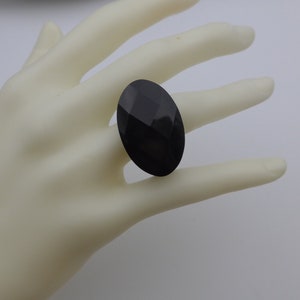 black onyx ring, faceted cut black gemstone ring, statement mens womens ring, natural gemstone rings, good quality stone ring, jewelry ring image 3