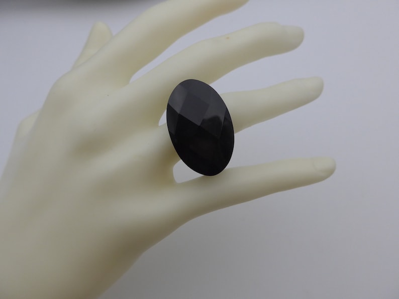 black onyx ring, faceted cut black gemstone ring, statement mens womens ring, natural gemstone rings, good quality stone ring, jewelry ring image 3