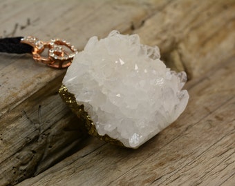 druzy crystal pendant, crystal point necklace, crystal quartz pendant , heal crystal necklace, rock crystal, clear quartz jewelry