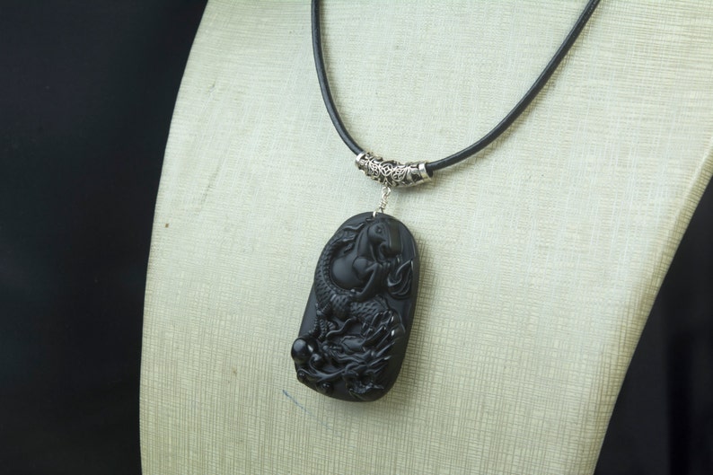 black pendant necklace horse pendant necklace black obsidian jewelry pendant dragon pendant jewelry chunky statement jewelry image 5