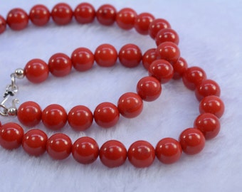 red coral necklace - coral jewelry - red necklace - round bead necklace - bridal jewelry - wedding necklace - bridal jewelry necklace