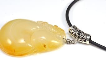 natural agate pendant, banded agate pendant, carved agate pendant, sterling silver bail pendant, gemstone jewelry, stone pendant necklace