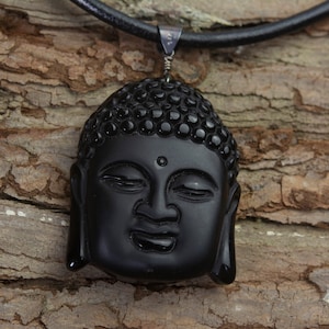 meditation jewelry, Buddha pendant, black onxy jewelry, healing gemstone jewelry, men&#39;s jewelry, statement pendant, cord pendant gift