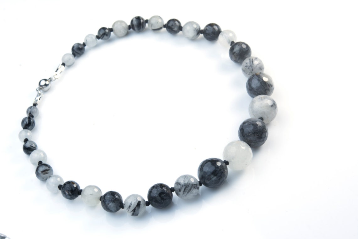 Rutilated Quartz Jewelry Black Rutilated Quartz Necklace Etsy