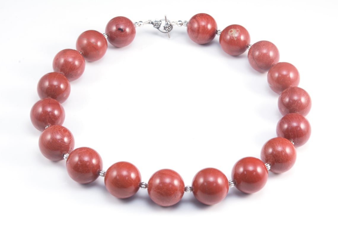 Red Jasper Necklace Jasper Gemstone Jewelry Chunky Etsy