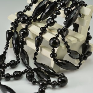 sweater necklace,long necklace,stone necklace,beaded necklace,rope knot necklace,black necklace,gemstone jewelry