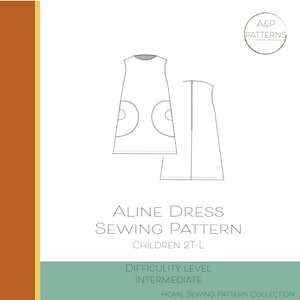 Toddler Girls Aline Dress Sleeveless Dress Circular Pockets PDF Sewing Pattern, downloadable pattern, Sizes 2T 3T 4T 5/6 7/8 10/12 14/16