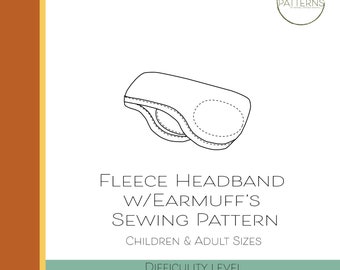Unisex Fleece Headband w/ Earmuff's PDF Sewing Pattern, downloadable, digital pattern, Double Layer Ear Padding, Contrast Trim Binding