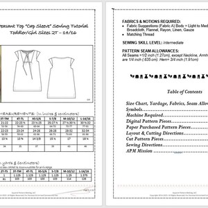 Toddler Girls PDF Sewing Pattern, Digital Pattern, Peasant Top Cap Sleeves, Sizes 2T 3T 4T 5/6 7/8 10/12 14/16, Downloadable Shirt Pattern image 7