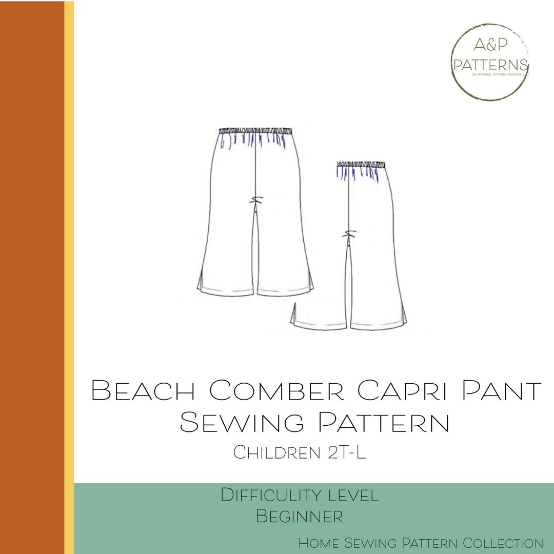 Capri Pattern Girls Capri Pant Sewing Pattern, Toddler Wide Leg, Adjustable Waistband ...