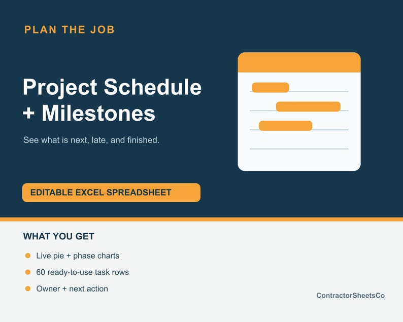 Construction Project Schedule Excel Template | Contractor Milestone ...
