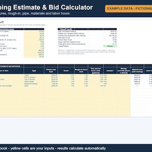 Plumbing Estimate Calculator | Excel Bid Spreadsheet for Plumbers (Digital Download)
